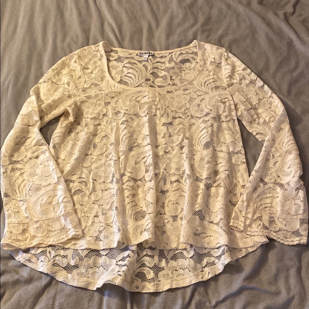 EXPRESS Elegant Cream Lace Top